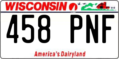 WI license plate 458PNF