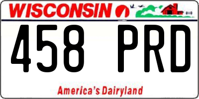 WI license plate 458PRD