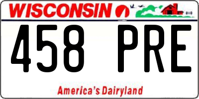 WI license plate 458PRE