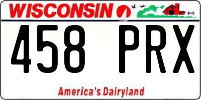 WI license plate 458PRX