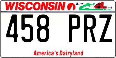 WI license plate 458PRZ