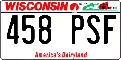 WI license plate 458PSF