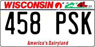 WI license plate 458PSK