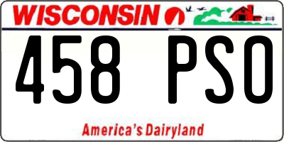 WI license plate 458PSO