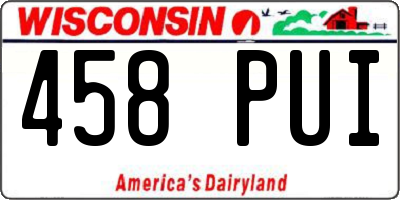 WI license plate 458PUI