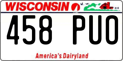 WI license plate 458PUO