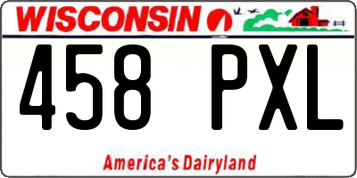 WI license plate 458PXL