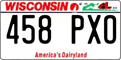 WI license plate 458PXO