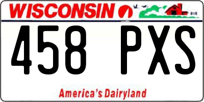 WI license plate 458PXS