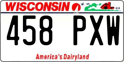 WI license plate 458PXW