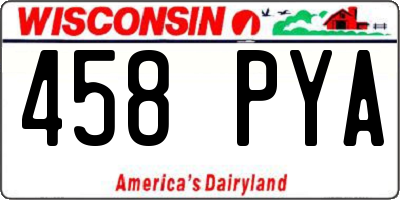 WI license plate 458PYA