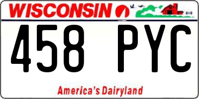 WI license plate 458PYC