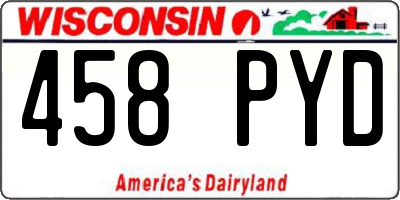 WI license plate 458PYD