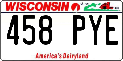WI license plate 458PYE