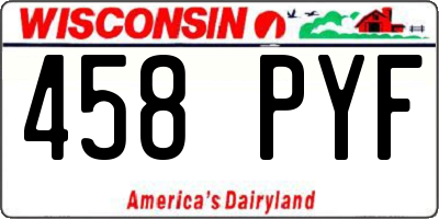 WI license plate 458PYF
