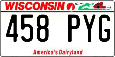 WI license plate 458PYG