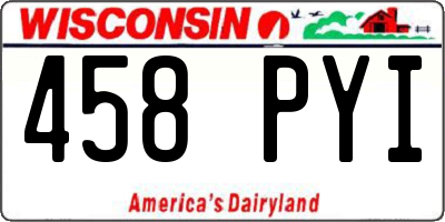 WI license plate 458PYI