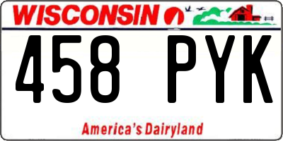 WI license plate 458PYK