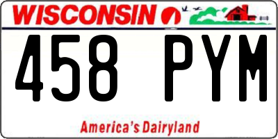 WI license plate 458PYM