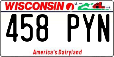 WI license plate 458PYN