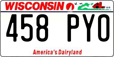 WI license plate 458PYO