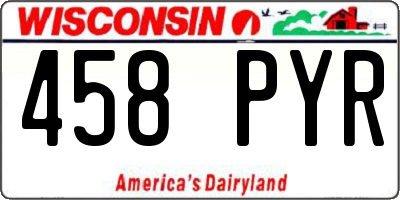 WI license plate 458PYR