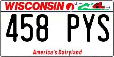 WI license plate 458PYS