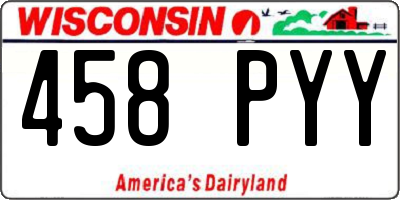 WI license plate 458PYY