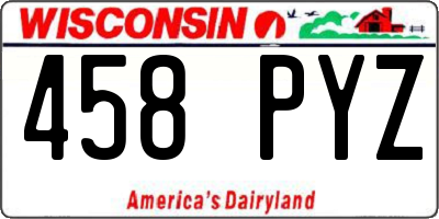 WI license plate 458PYZ
