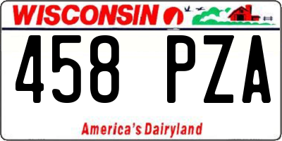 WI license plate 458PZA