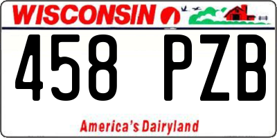 WI license plate 458PZB