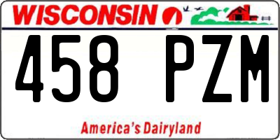 WI license plate 458PZM