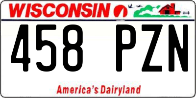WI license plate 458PZN