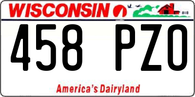 WI license plate 458PZO