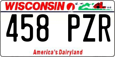 WI license plate 458PZR