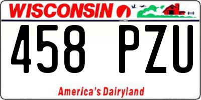 WI license plate 458PZU