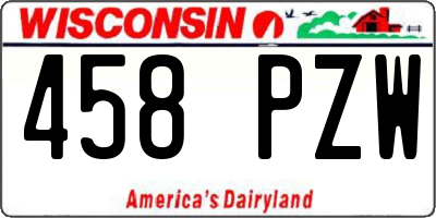 WI license plate 458PZW