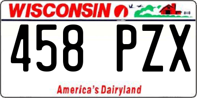 WI license plate 458PZX