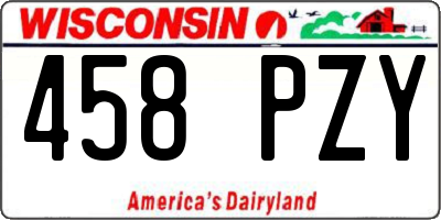 WI license plate 458PZY
