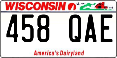 WI license plate 458QAE
