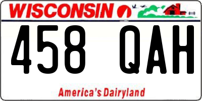 WI license plate 458QAH