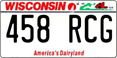 WI license plate 458RCG