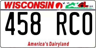 WI license plate 458RCO