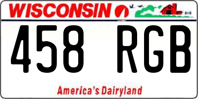 WI license plate 458RGB