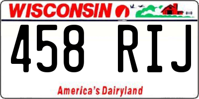 WI license plate 458RIJ