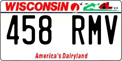 WI license plate 458RMV