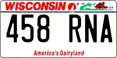WI license plate 458RNA