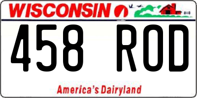 WI license plate 458ROD