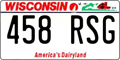 WI license plate 458RSG