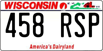 WI license plate 458RSP